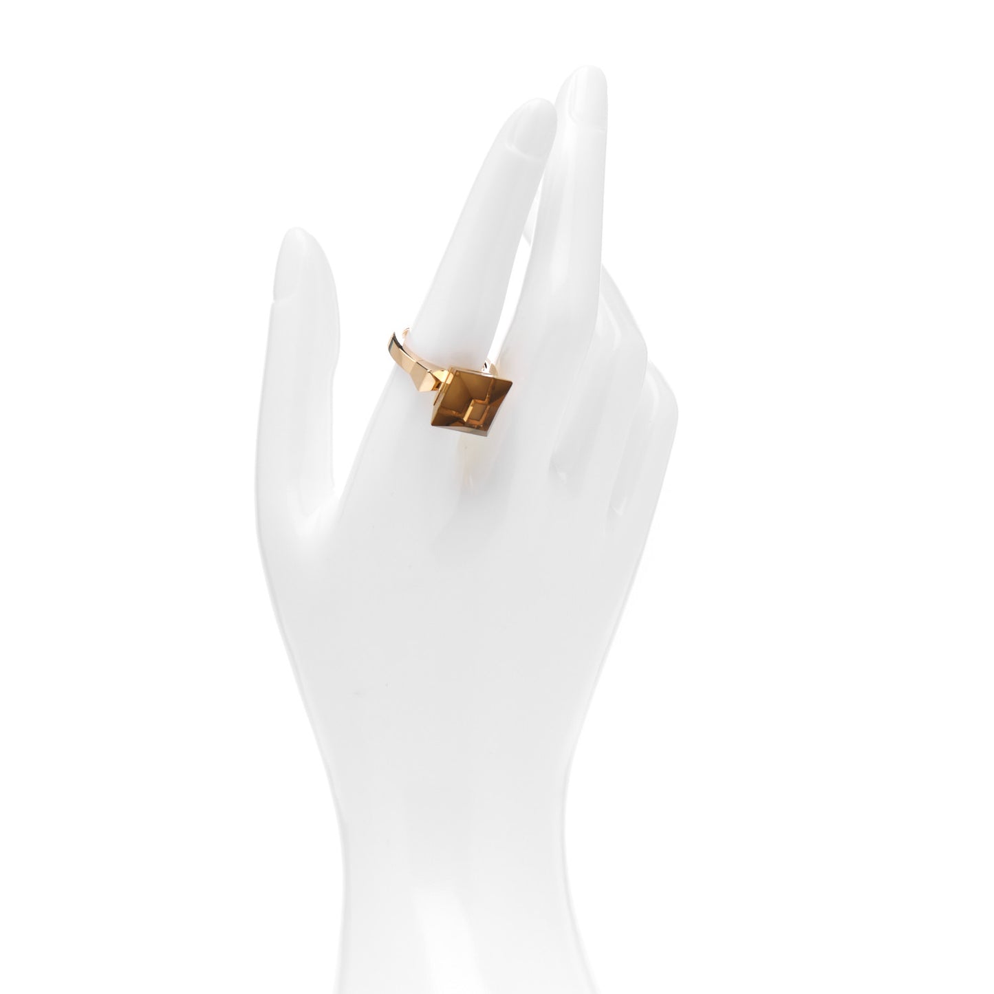 18K Yellow Gold Smoky Quartz Chiodo Ring 55 7.25