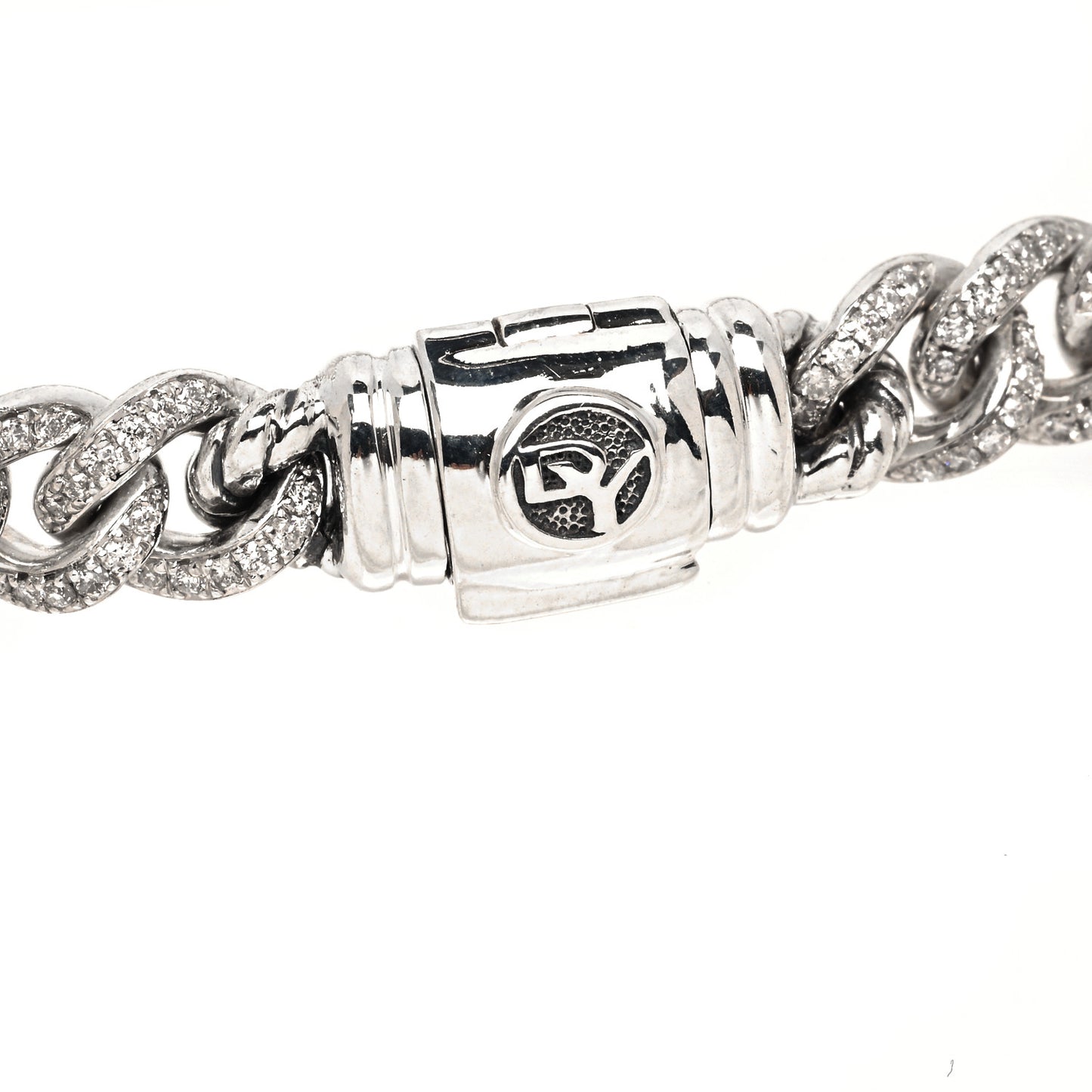 Sterling Silver Diamond Petite Pave Curb Link Bracelet