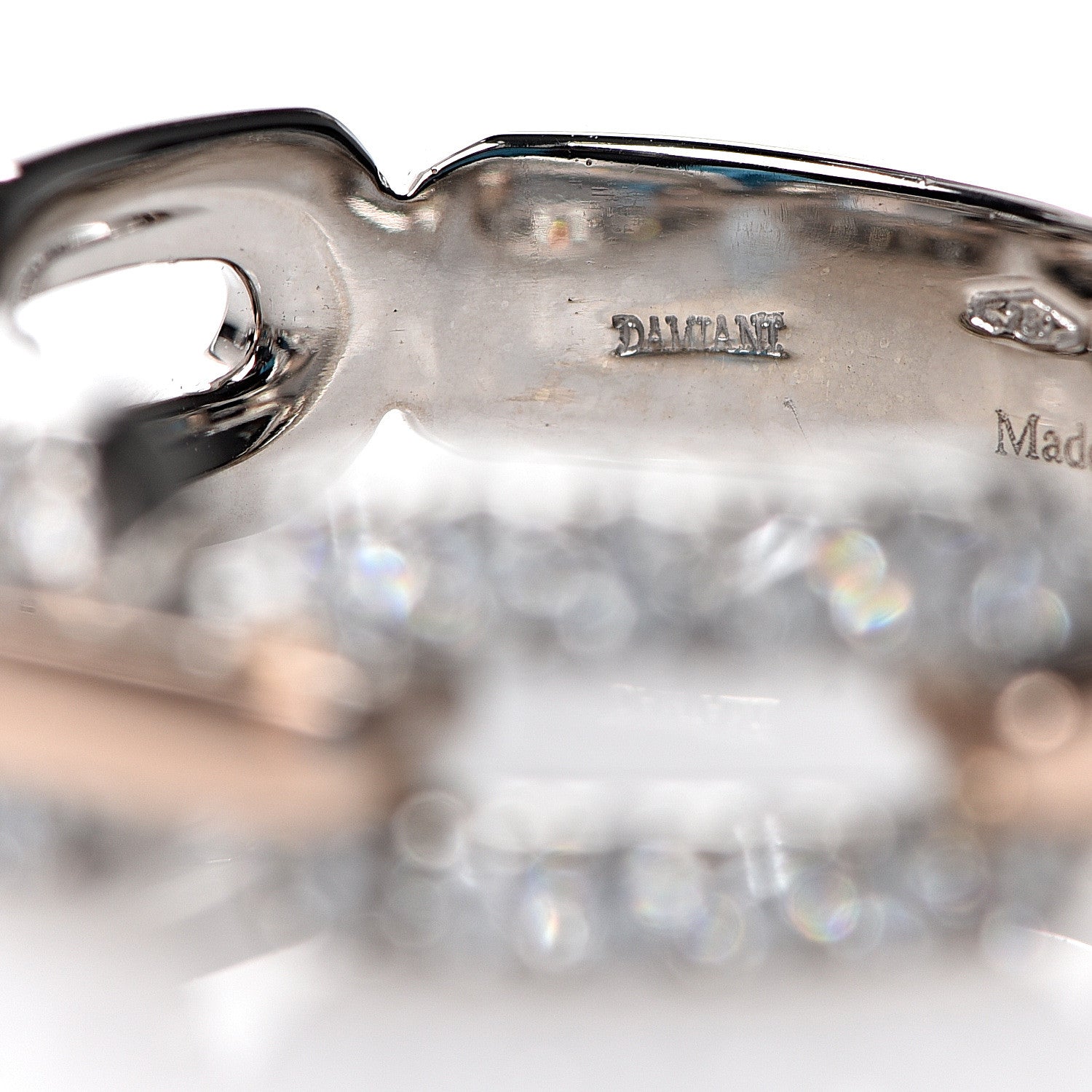 Damiani 18K White Pink Gold Diamond Chain Link Band Ring 53 6.25 4 of 5
