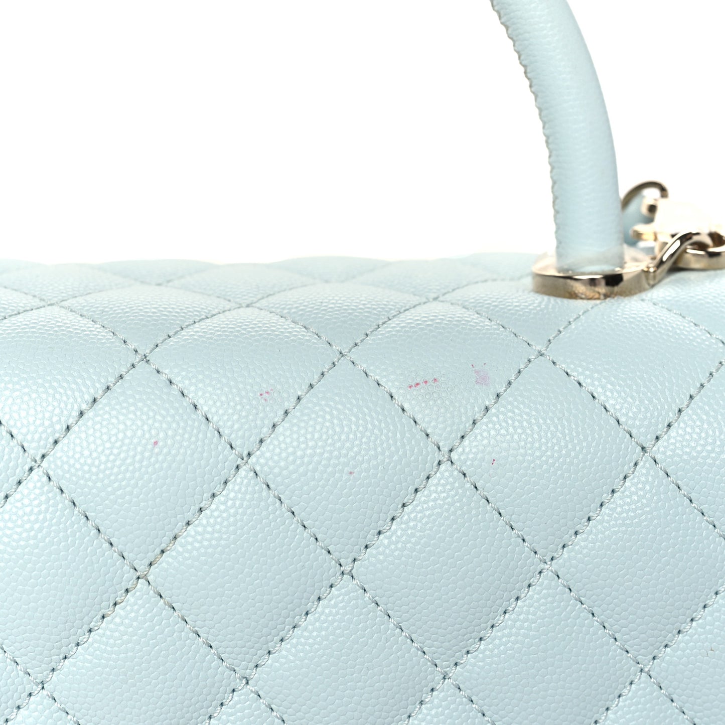 Caviar Quilted Small Coco Handle Flap Light Blue