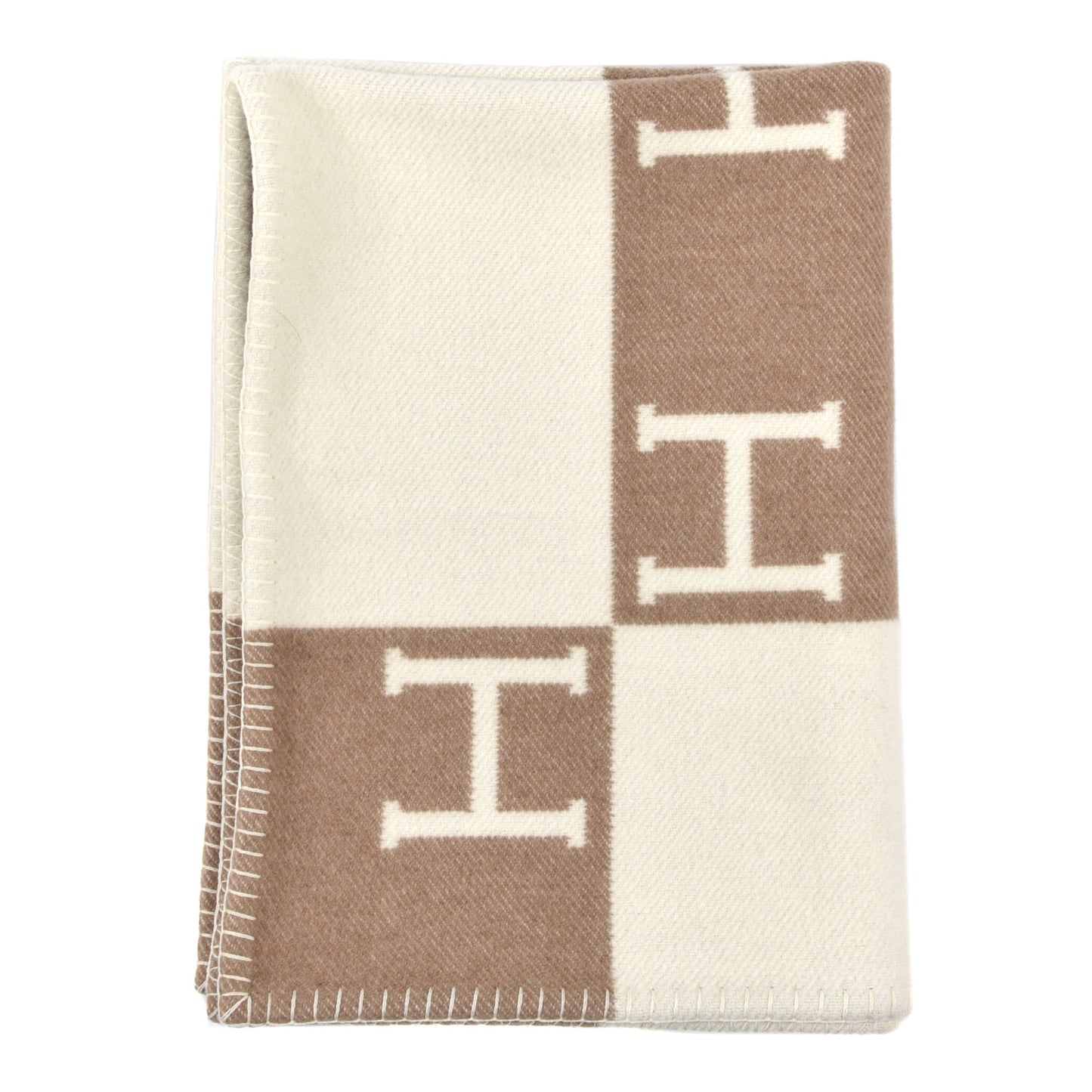 Wool Cashmere Avalon Baby Blanket Noisette Moyen White