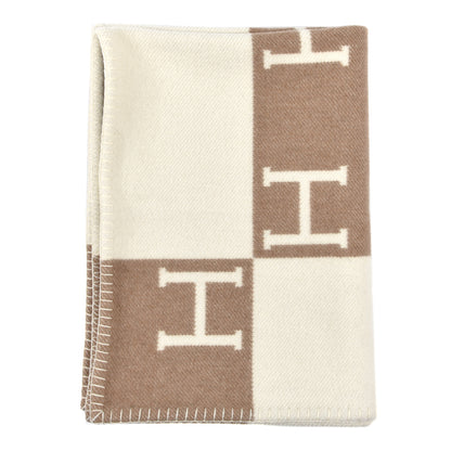 Hermes Wool Cashmere Avalon Baby Blanket Noisette Moyen White 1 of 3