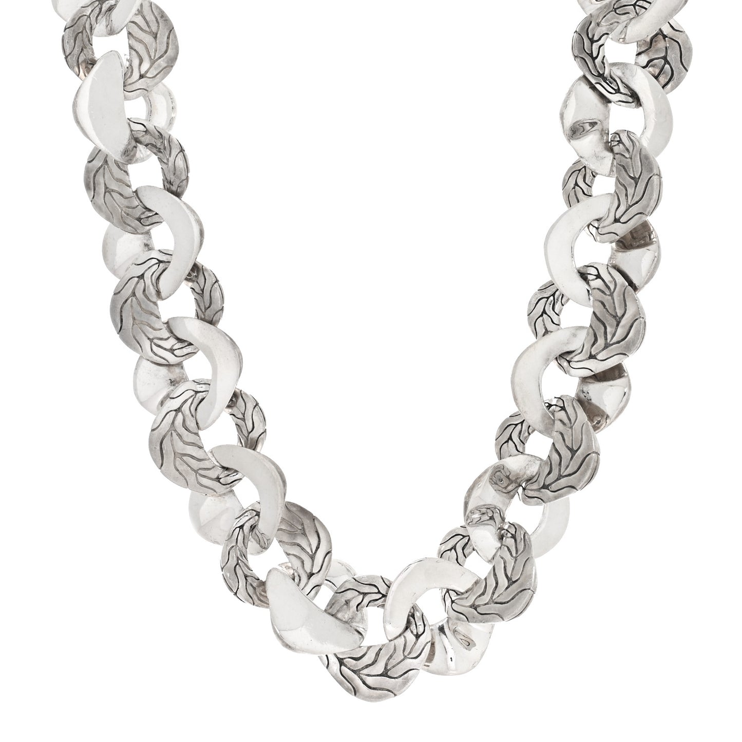 Sterling Silver White Topaz Kali Lava Large Chain Necklace