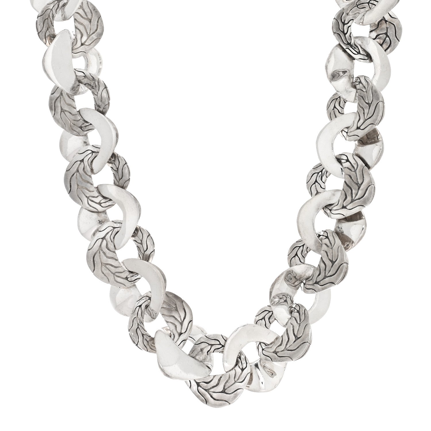 John Hardy Sterling Silver White Topaz Kali Lava Large Chain Necklace 1 of 5