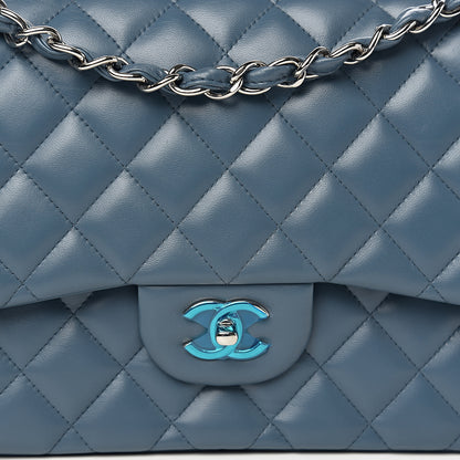 Chanel Lambskin Quilted Jumbo Double Flap Blue 12 of 12
