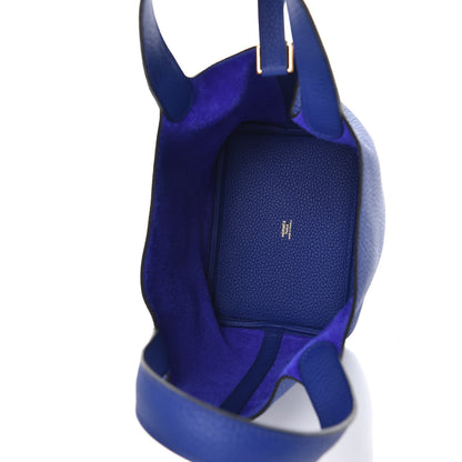 Hermes Taurillon Clemence Picotin Lock 18 PM Bleu Electrique 5 of 7