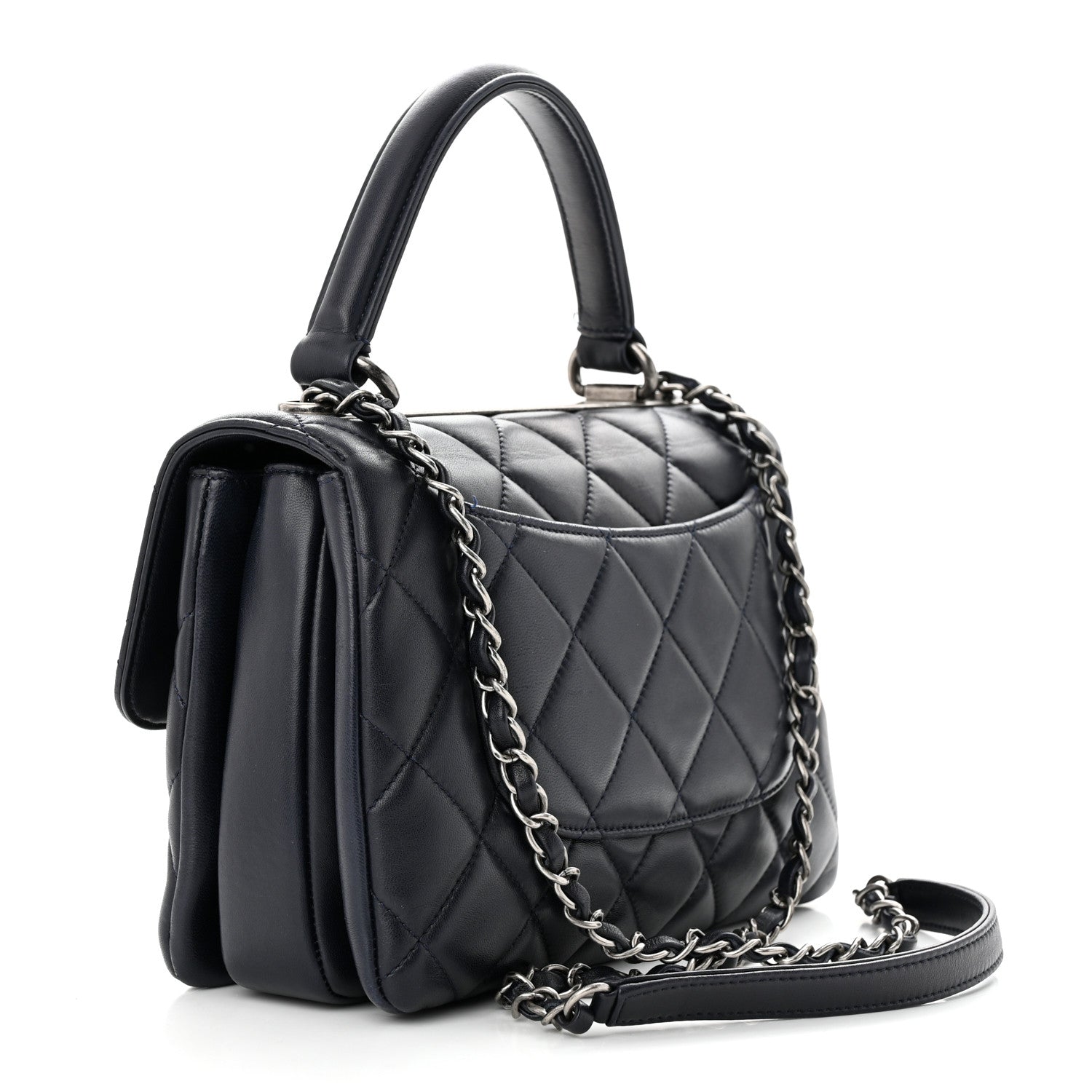 Chanel Lambskin Quilted Small Trendy CC Dual Handle Flap Bag Navy 3 of 13