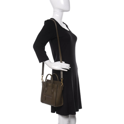 Celine Smooth Calfskin Nano Luggage Khaki 2 of 10