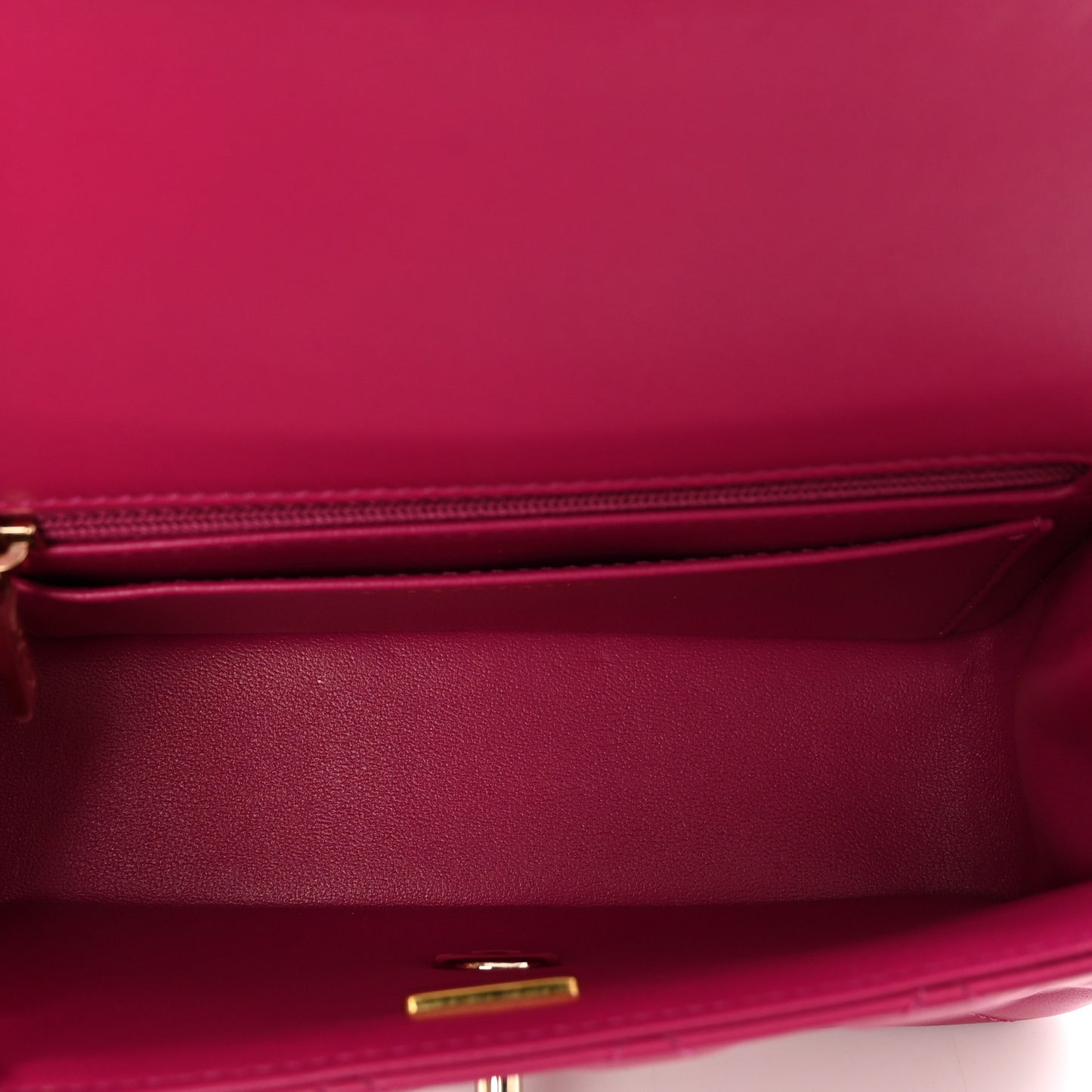 Lambskin Quilted Mini Crystal Top Handle Rectangular Flap Dark Pink