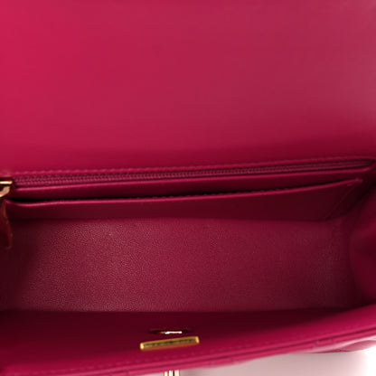 Chanel Lambskin Quilted Mini Crystal Top Handle Rectangular Flap Dark Pink 6 of 10