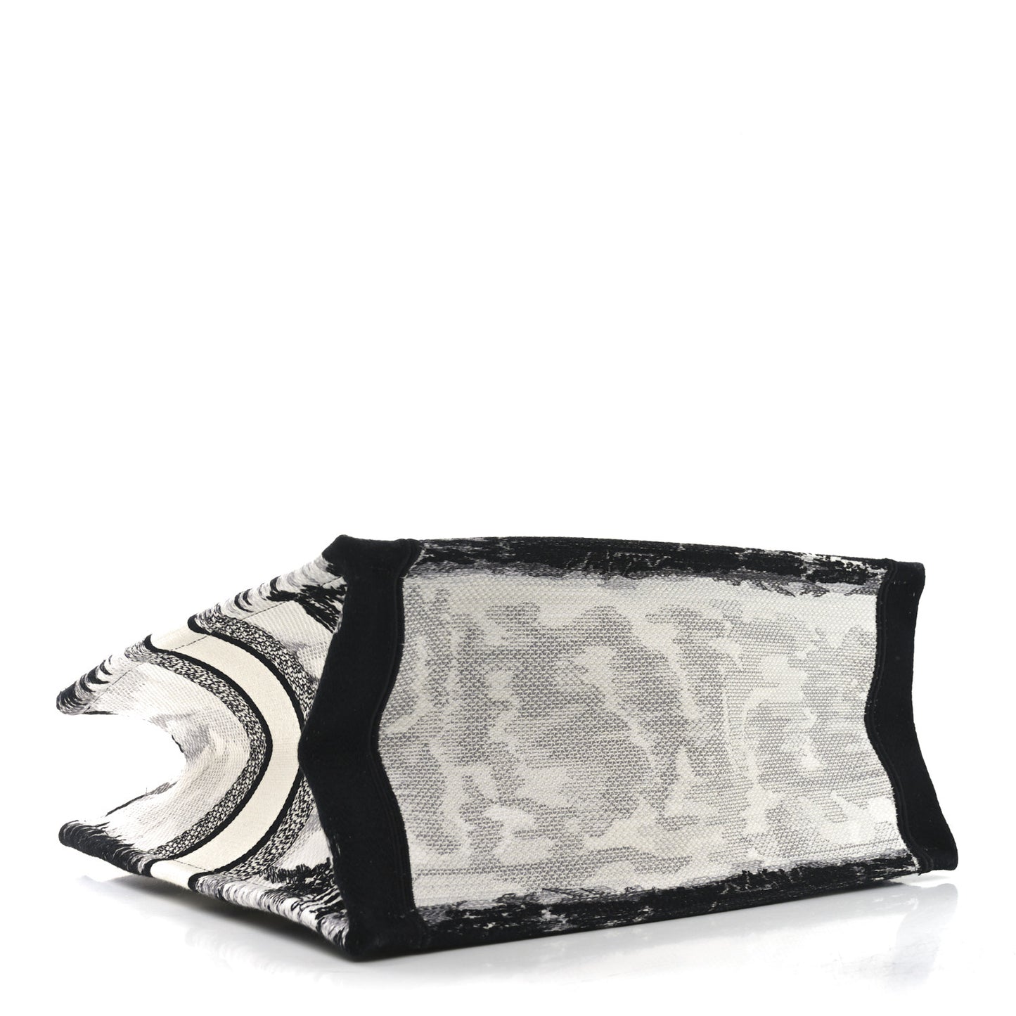 Canvas Embroidered Medium Paris Book Tote White Black