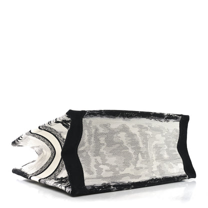 Christian Dior Canvas Embroidered Medium Paris Book Tote White Black 4 of 11