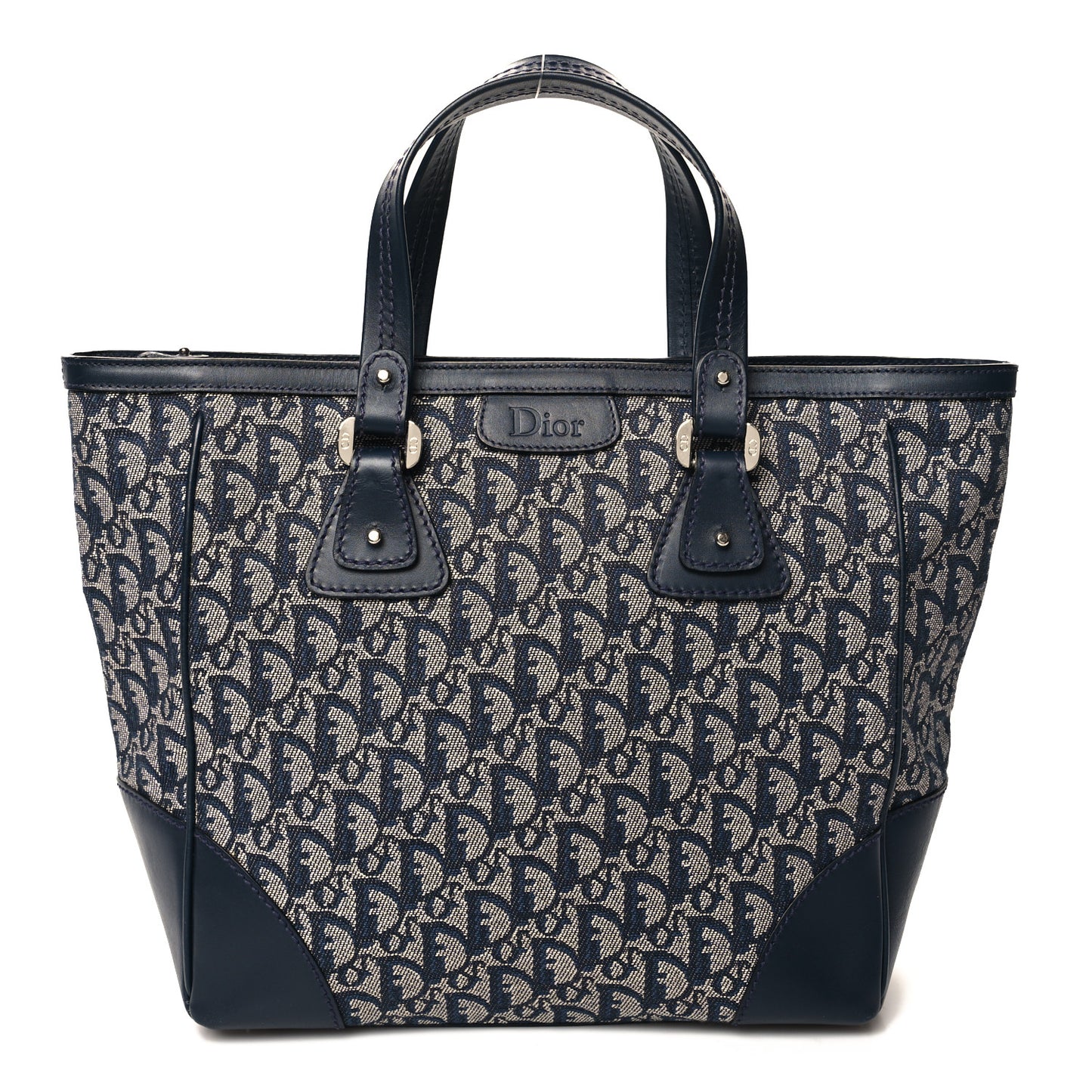 Denim Calfskin Monogram Tote Navy Blue
