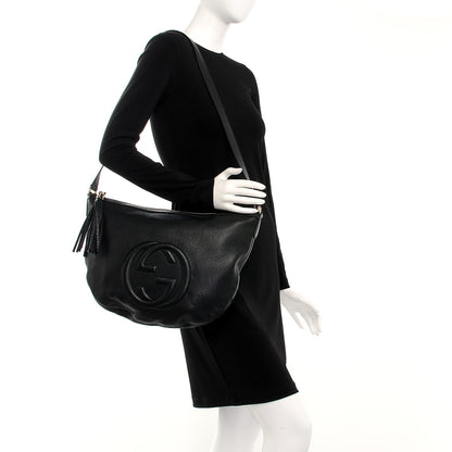 Gucci Pebbled Calfskin Medium Soho Hobo Black 2 of 7