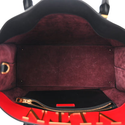 Valentino Garavani Smooth Calfskin Soul Tote Black Red 5 of 10
