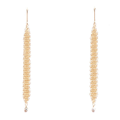 Tiffany 18K Yellow Gold Diamond Elsa Peretti Mesh Tassel Earrings 1 of 4