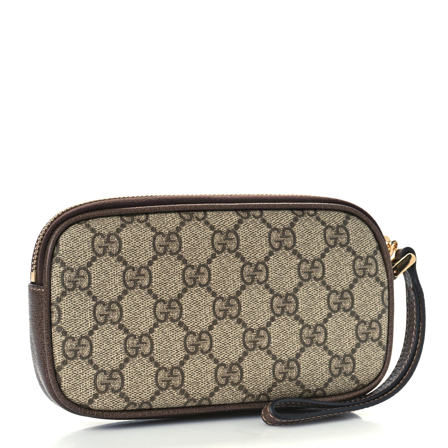 GG Supreme Monogram Ophidia Phone Case Wristlet Brown