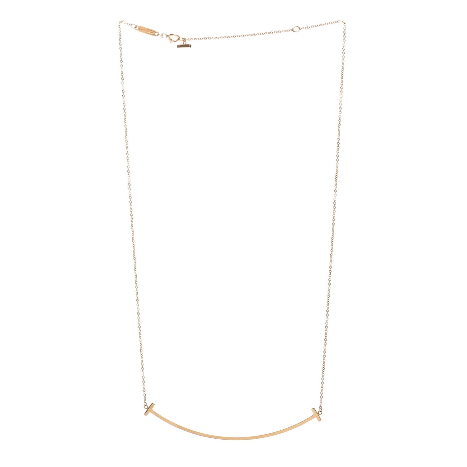 Tiffany 18K Yellow Gold Large T Smile Pendant Necklace 3 of 4
