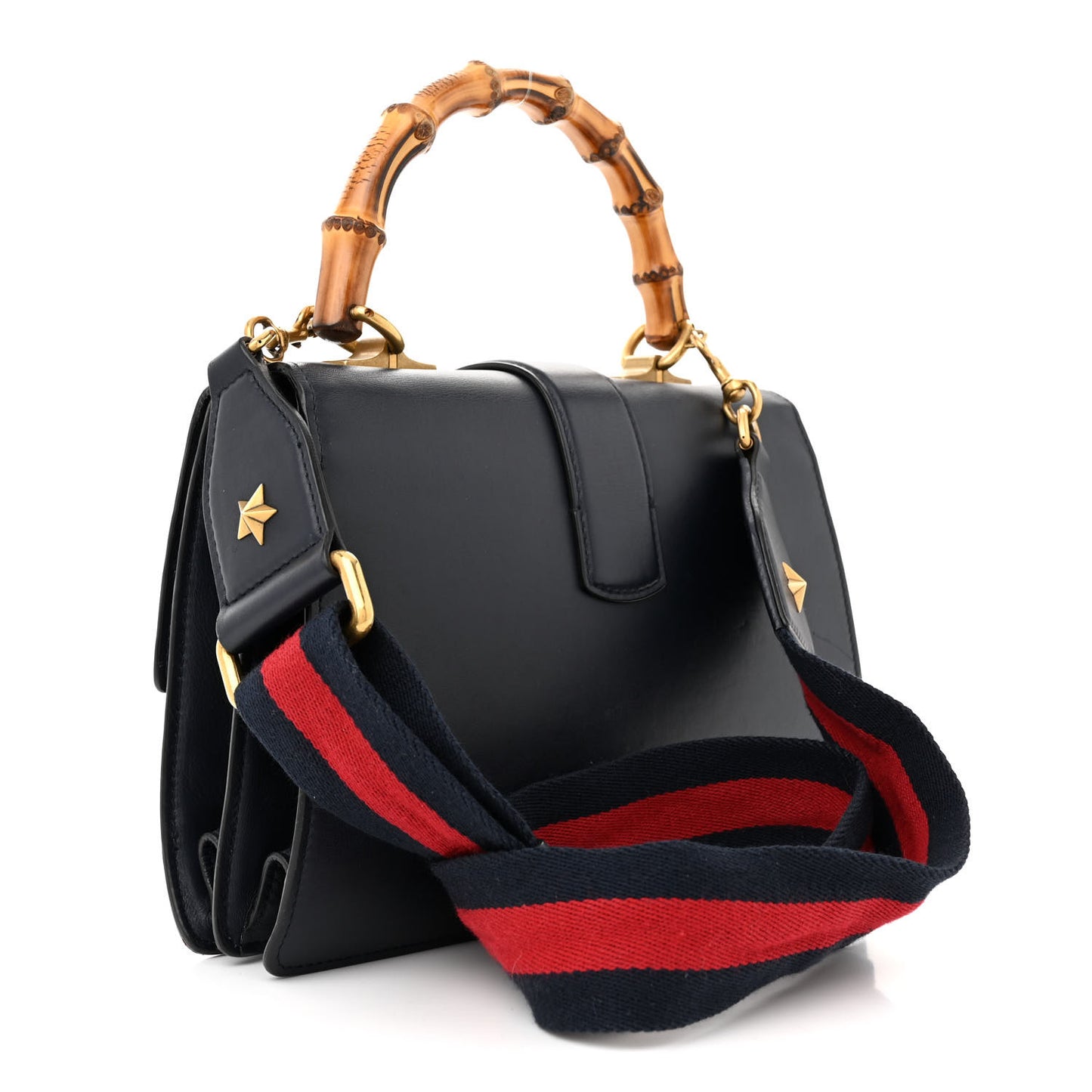 Moon Calfskin Bamboo Web Medium Dionysus Top Handle Bag Blue Emerald Hibiscus Red