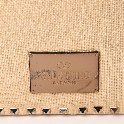 Valentino Garavani Raffia Medium Rockstud Tote Natural 6 of 11