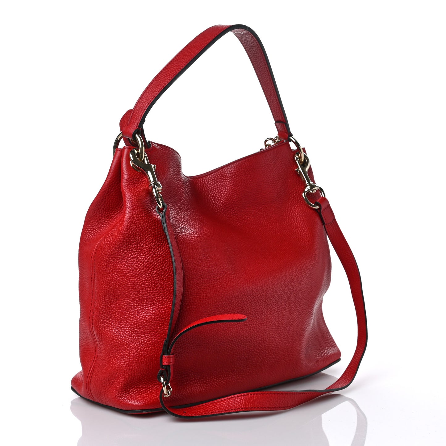 Pebbled Calfskin Large Soho Hobo Tote Red