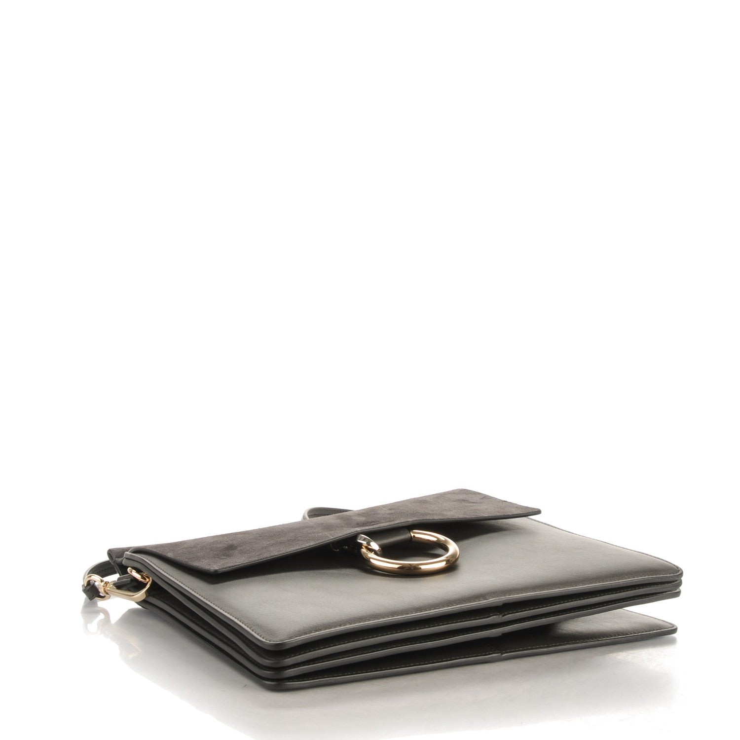 Chloe Suede Calfskin Medium Faye Shoulder Bag Carbon Grey 4 of 7