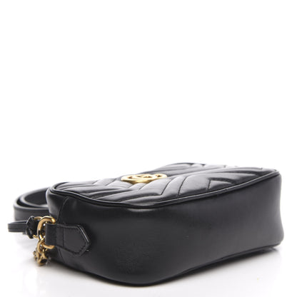 Gucci Calfskin Matelasse Mini GG Marmont Chain Shoulder Bag Black 4 of 11