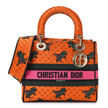 Christian Dior Canvas Embroidered Dino Medium Lady D-Lite Orange Multicolor 2 of 8