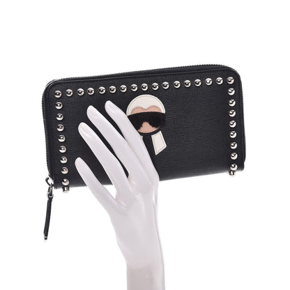 Fendi Vitello Elite Mink Fur Studded Karlito Zip Around Wallet Black 2 of 6
