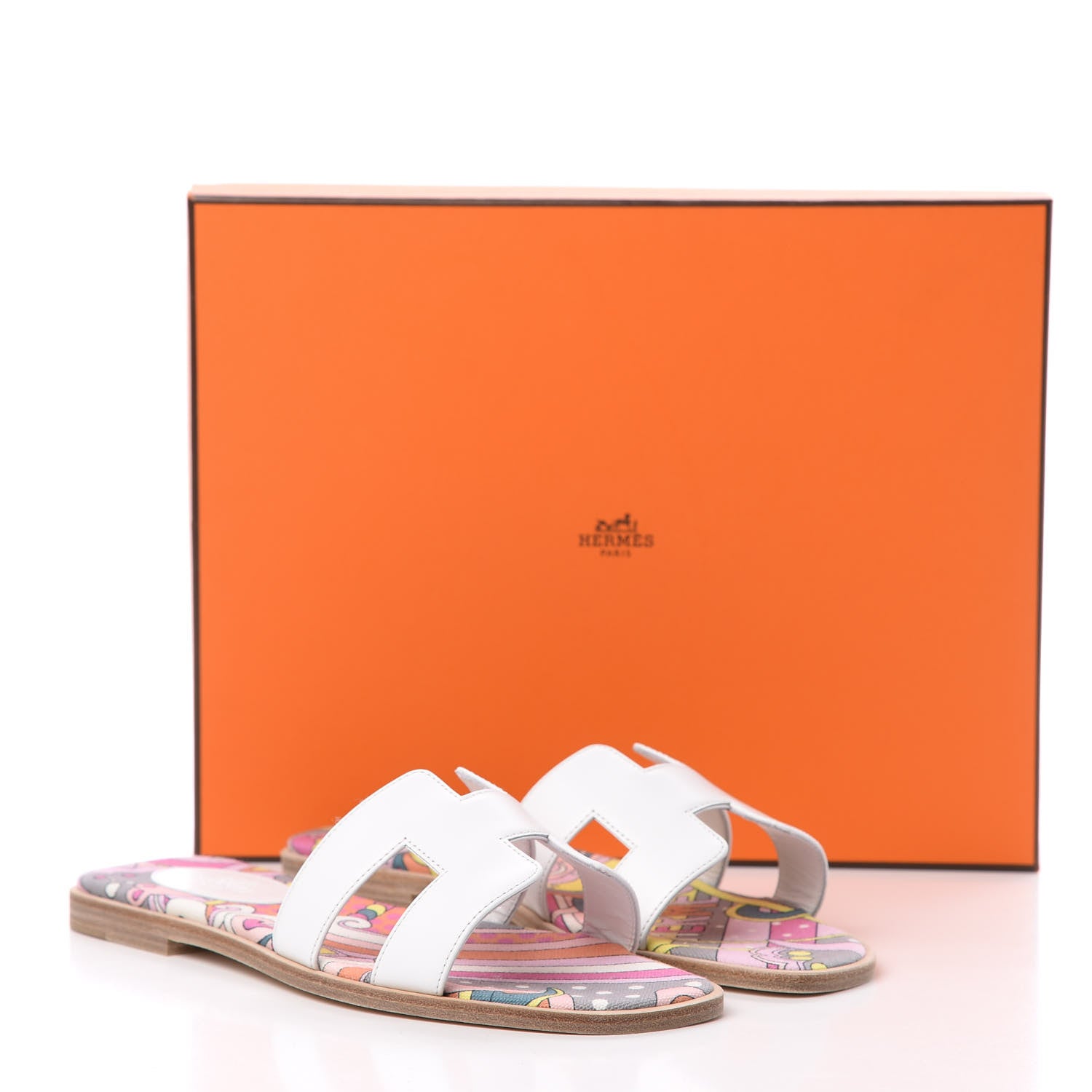 Hermes Faubourg Rainbow Oran Sandals 37 White Multicolore 8 of 8