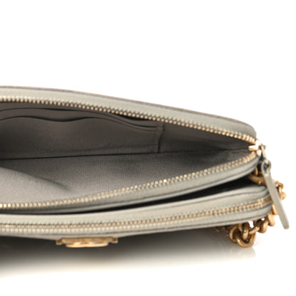 Chanel Caviar Quilted Small Boy Clutch With Chain Grey 5 of 16