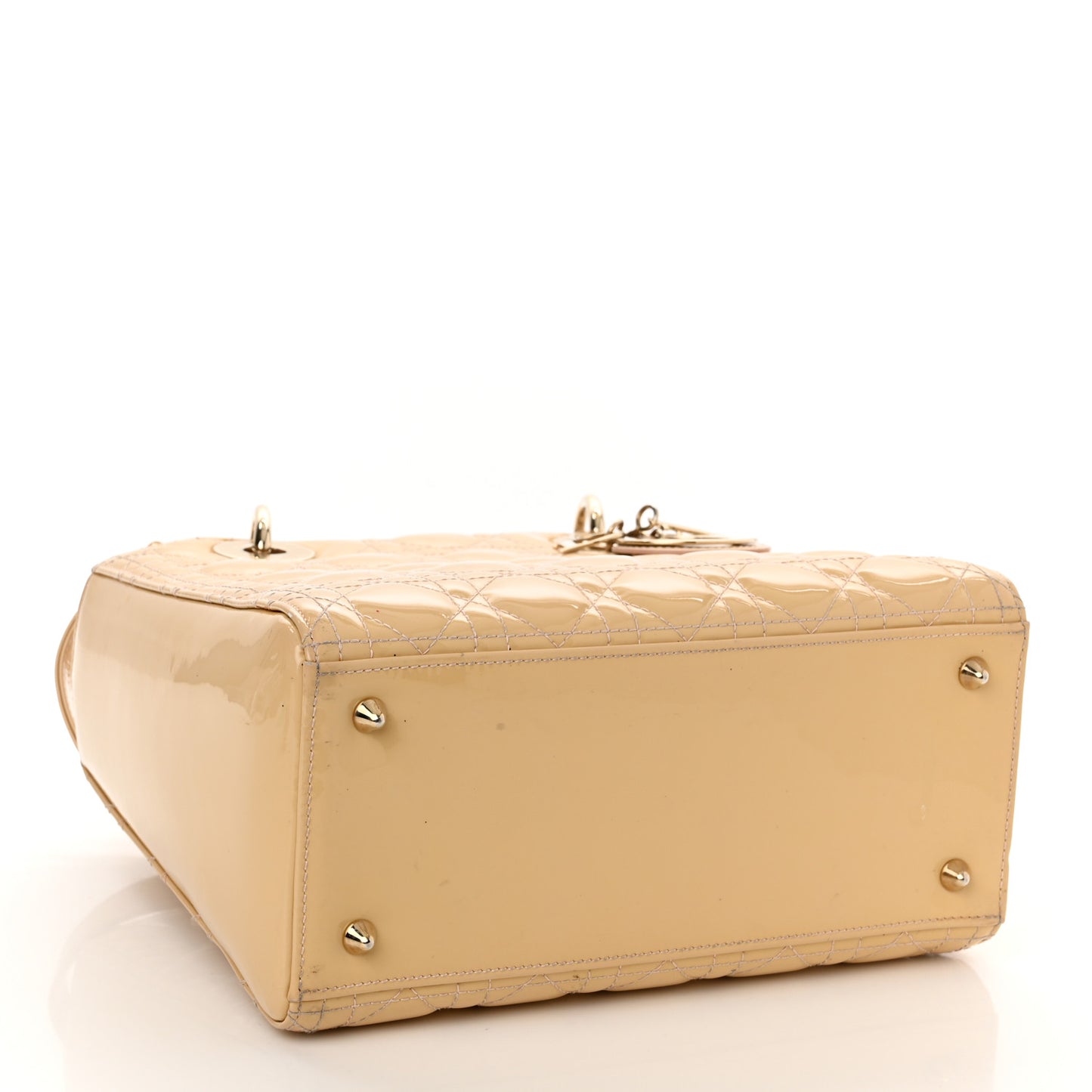 Patent Cannage Medium Lady Dior Beige