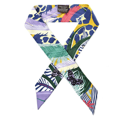 Hermes Silk Jaguar Quetzal Twilly Jaune Vert Mauve 1 of 5