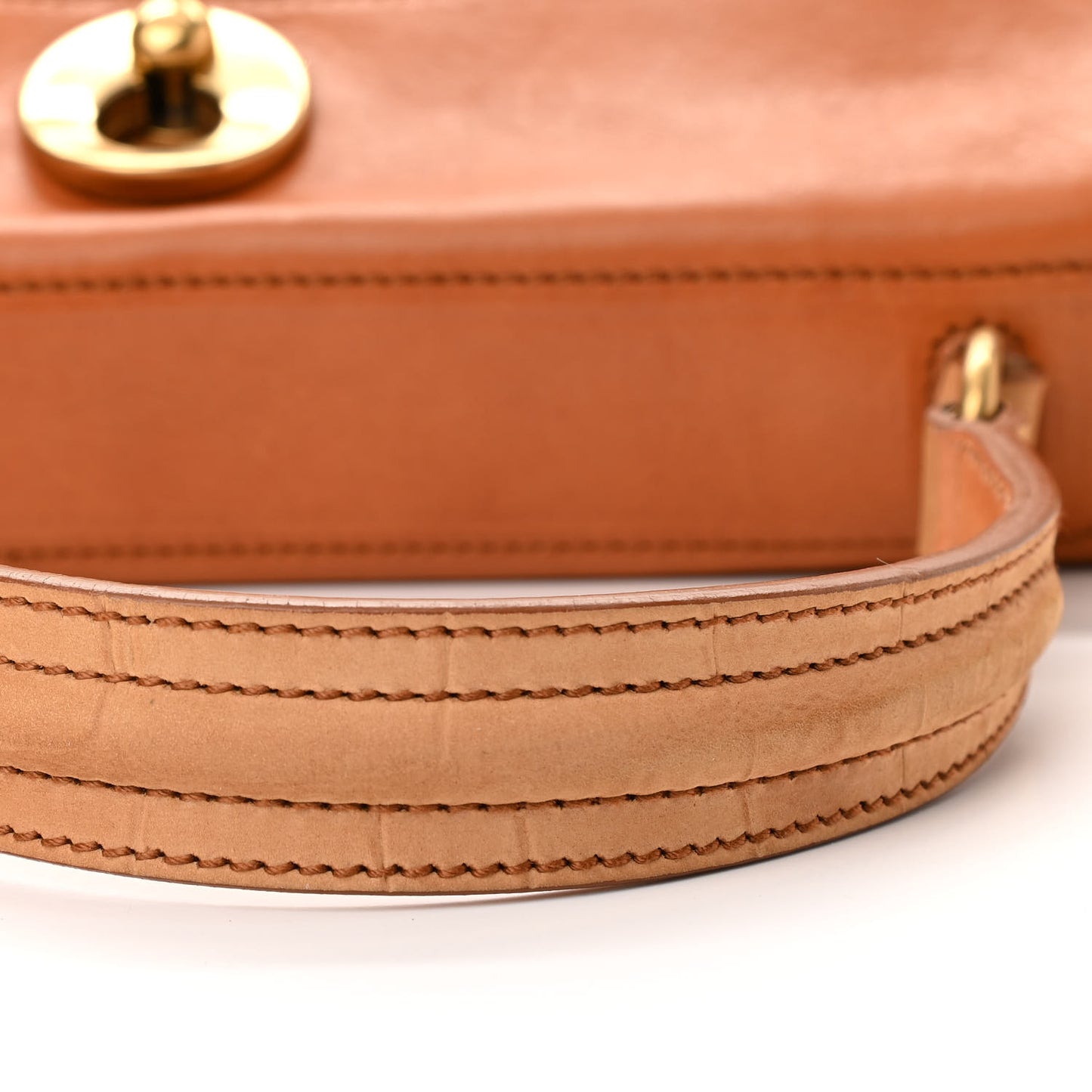 Crocodile Embossed Nubuck Calfskin Medium Muse Two Tote Tan