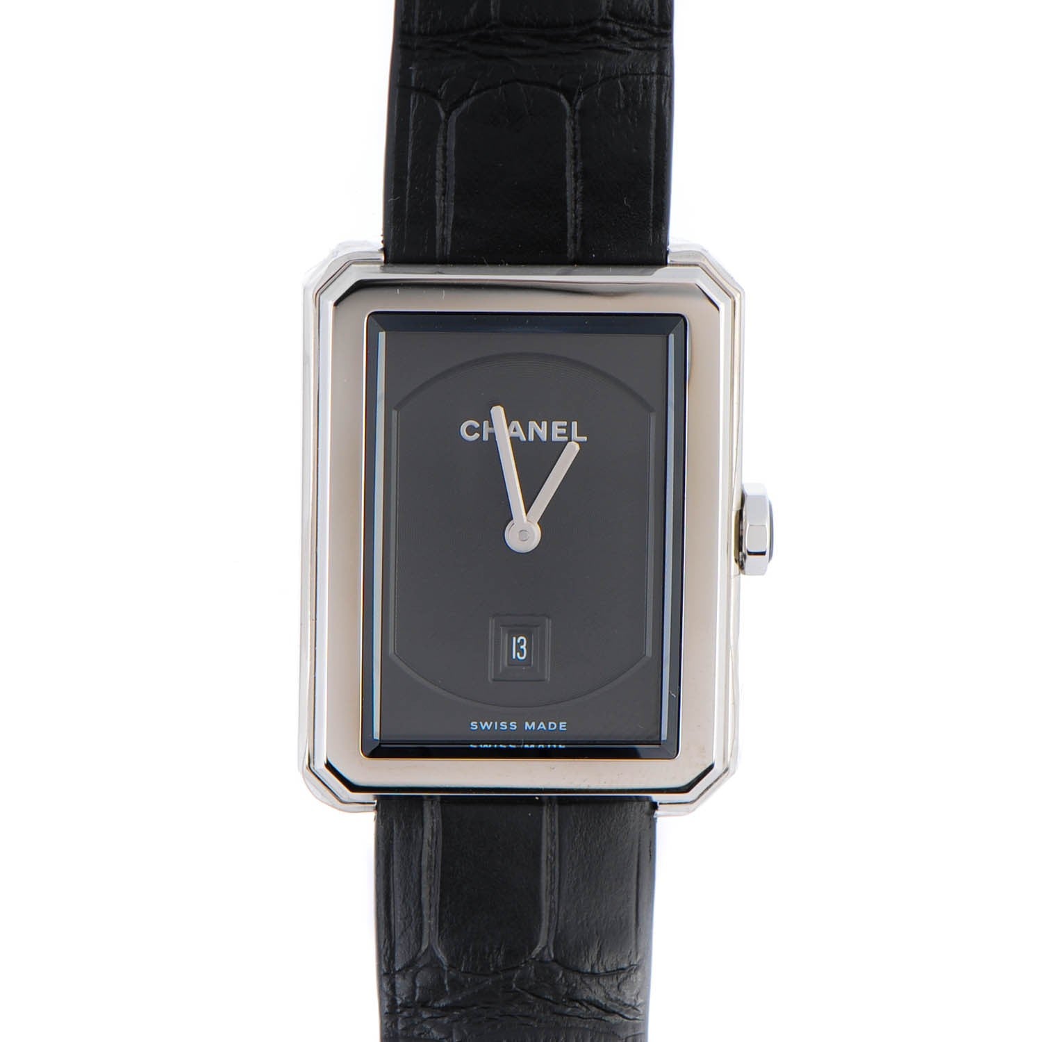 Chanel Stainless Steel Alligator 26mm Boy-Friend Quartz Watch Black 1 of 10