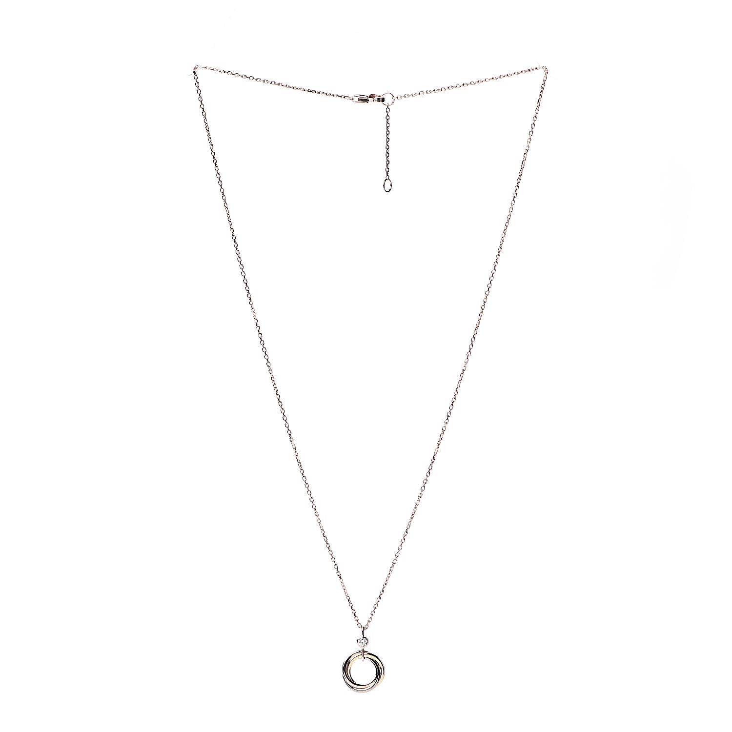 Cartier 18K Pink Yellow White Gold Diamond Trinity Pendant Necklace 3 of 7