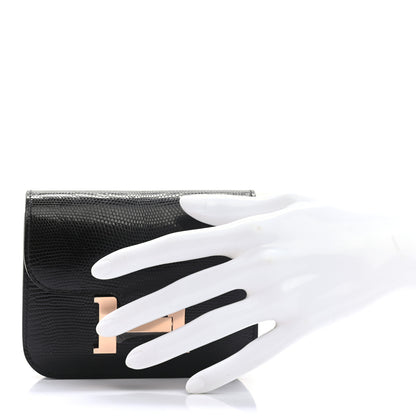 Hermes Lizard Constance Slim Wallet Black 2 of 7