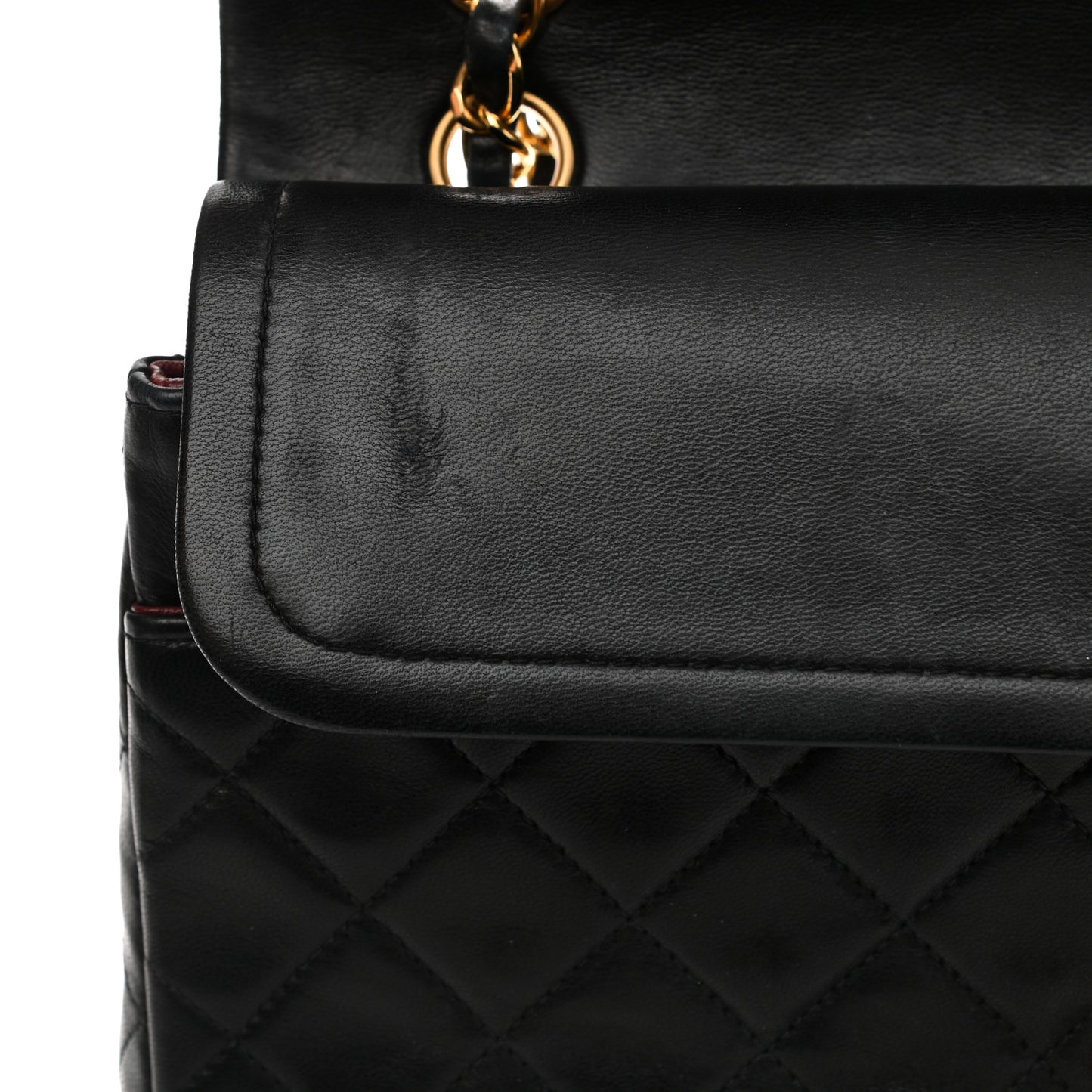 Lambskin Quilted Medium Double Flap Black