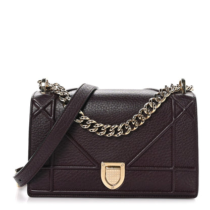 Christian Dior Grained Calfskin Small Diorama Flap Bag Burgundy 1 of 10