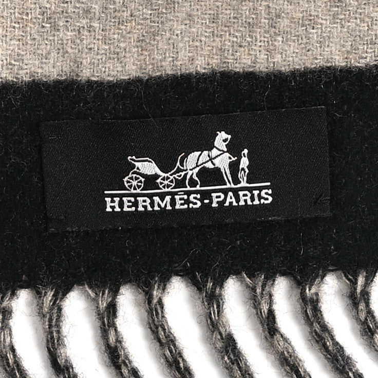 Hermes Cashmere Casaque Love Story Muffler Black Beige Chine 3 of 4