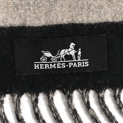 Hermes Cashmere Casaque Love Story Muffler Black Beige Chine 3 of 4