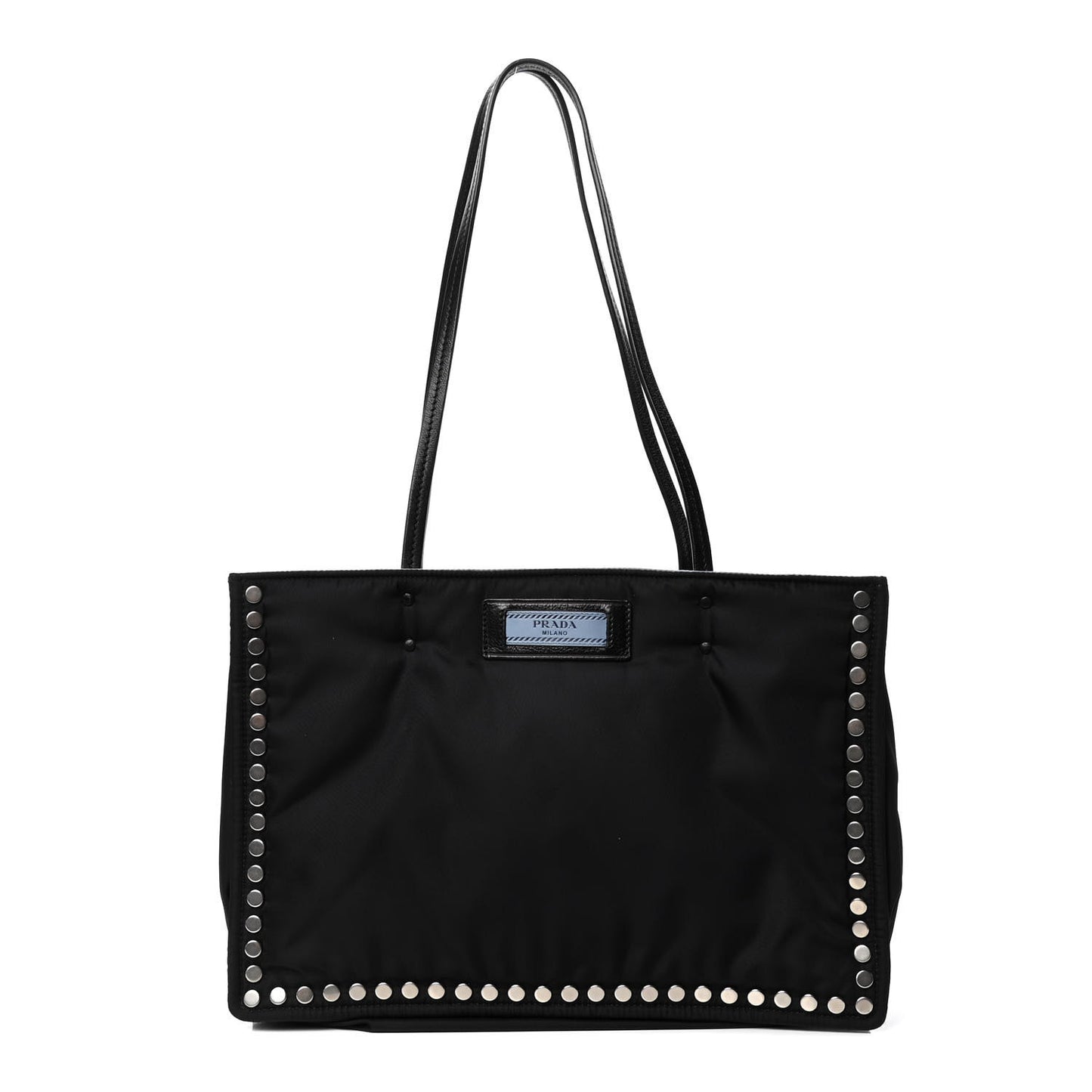Tessuto Nylon Etiquette Studded Tote Black Astrale