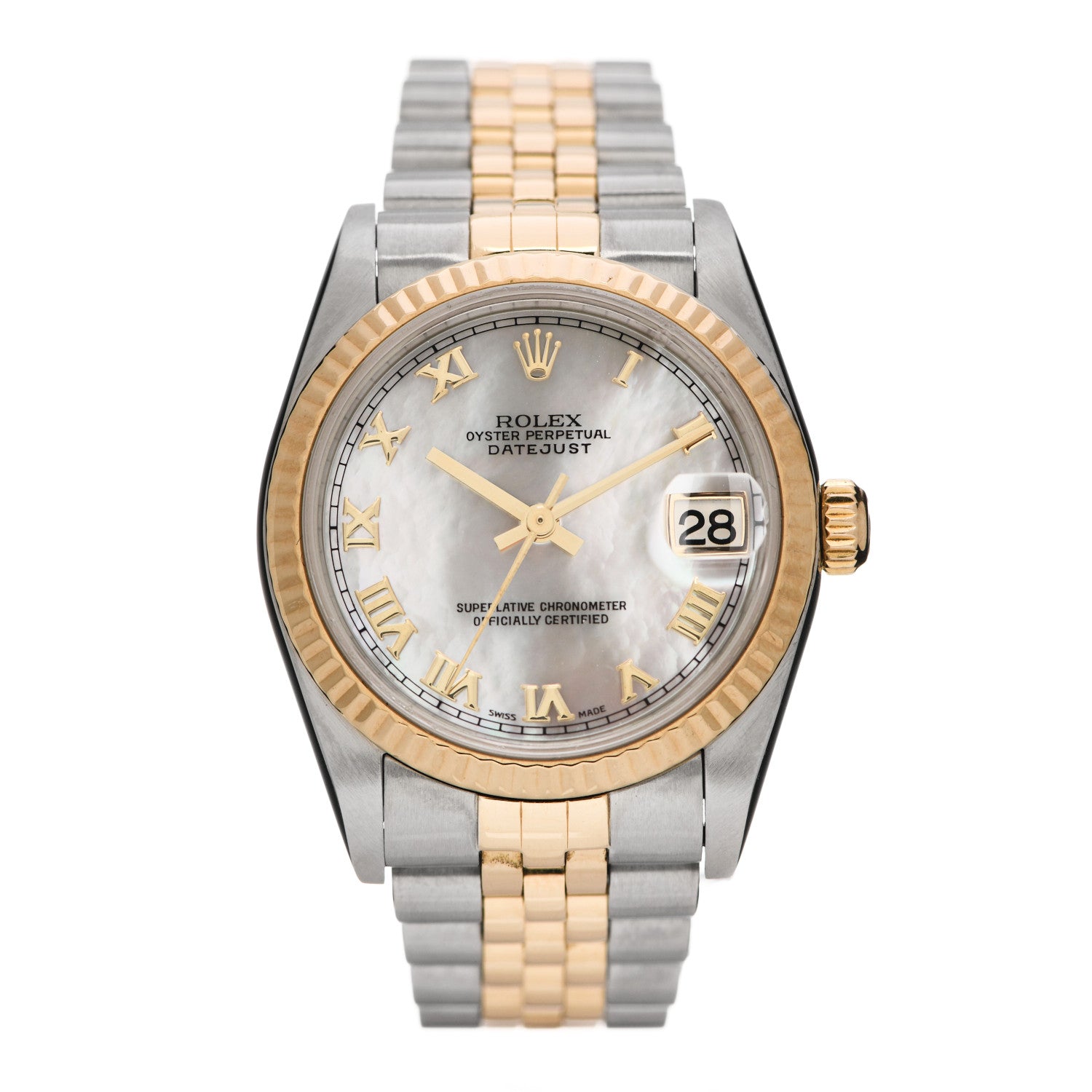 Rolex Stainless Steel 18K Yellow Gold Mother of Pearl 31mm Oyster Perpetual Datejust Watch Roman 78273 1 of 4