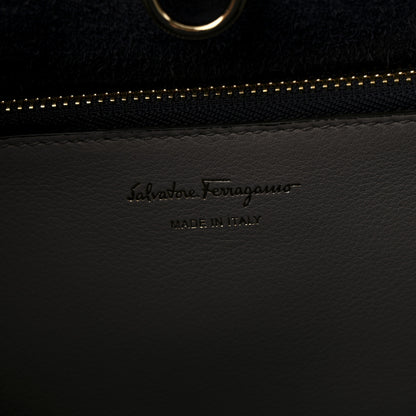 Salvatore Ferragamo Calfskin Jet Set Top Handle Bag Grey Navy 6 of 14