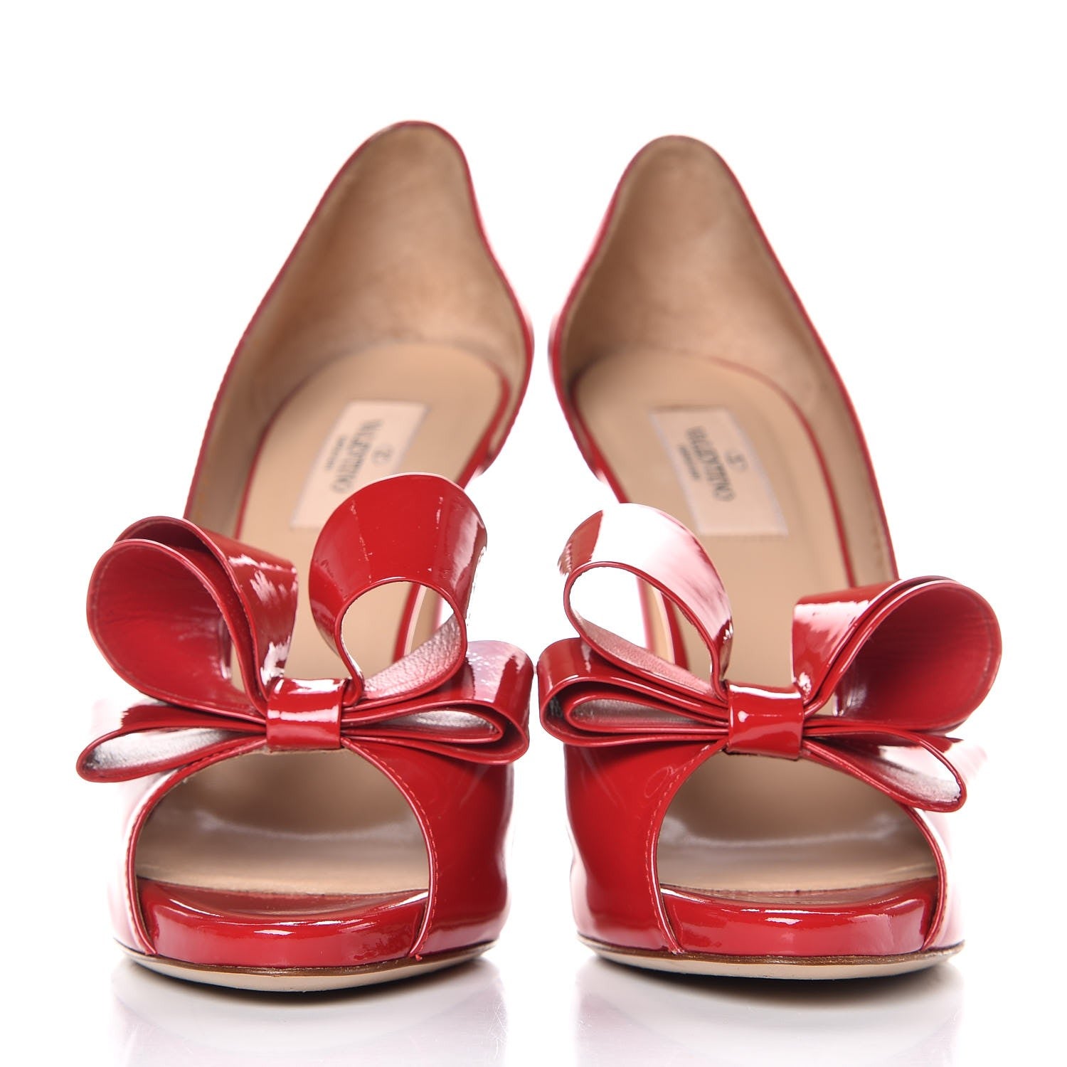 Valentino Garavani Patent Couture Bow Peep Toe d'Orsay 15/110mm Pumps 39.5 Rosso Valentino 2 of 11