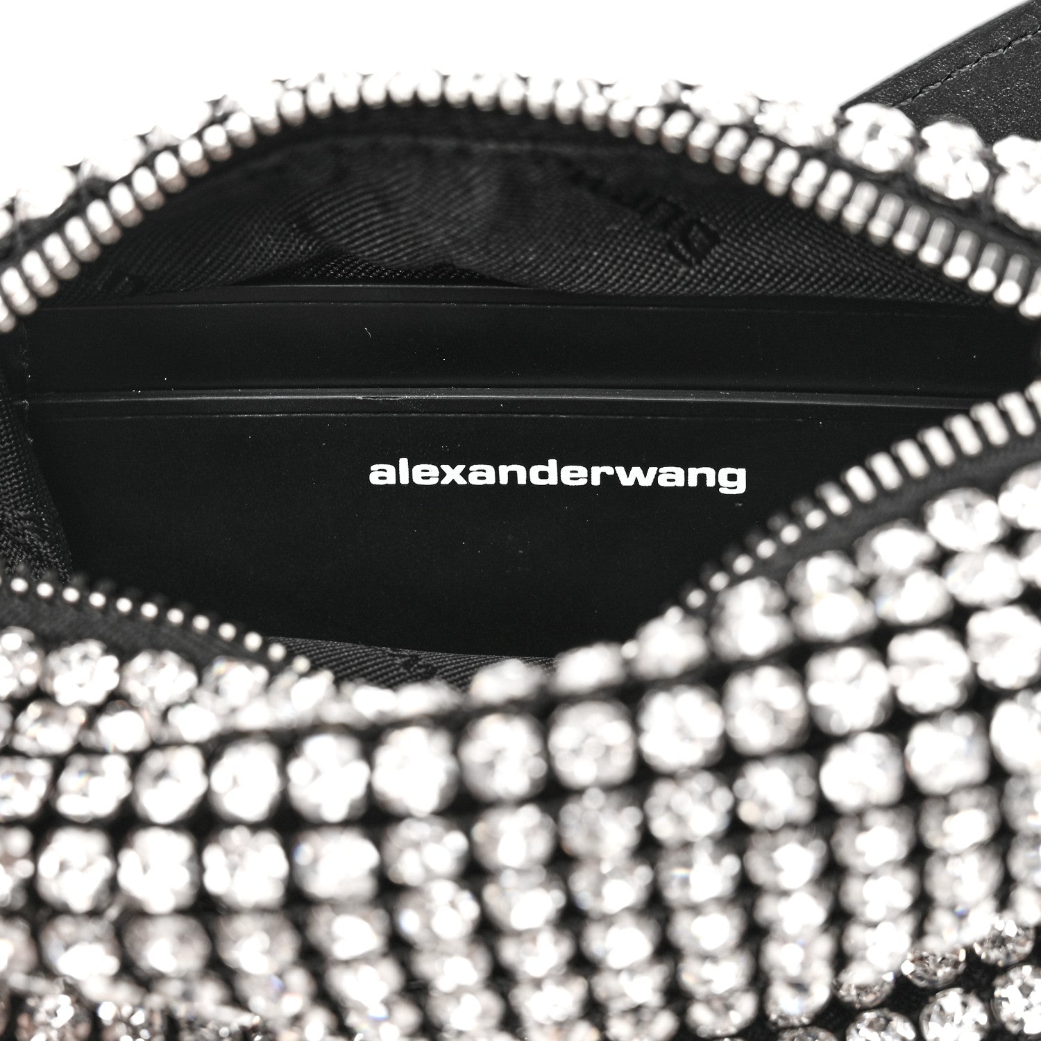 Alexander Wang Mesh Crystal Rhinestone Mini Heiress Pouch Black Silver 6 of 10