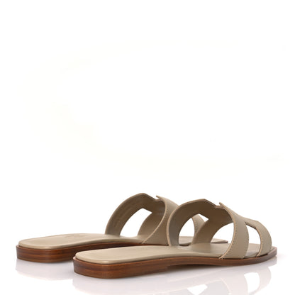 Hermes Box Calfskin Oran Sandals 39.5 Beige Lin 5 of 10