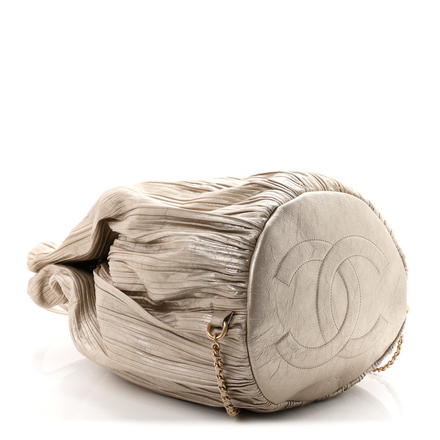 Chanel Iridescent Crumpled Calfskin Small Coco Pleats Backpack Gold 3 of 9