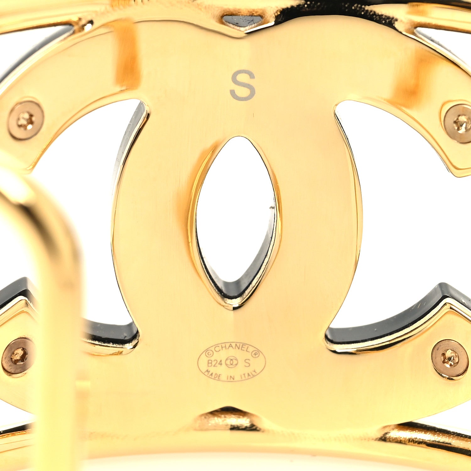 Chanel Metal Resin CC Cuff Gold Black 4 of 5