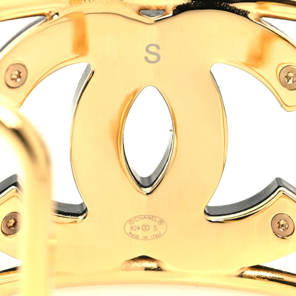 Chanel Metal Resin CC Cuff Gold Black 4 of 5